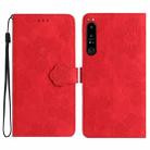 For Sony Xperia 10 IV Flower Embossing Pattern Leather Phone Case(Red) - 1