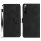 For Sony Xperia 10 V Flower Embossing Pattern Leather Phone Case(Black) - 1