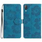 For Sony Xperia L3 Flower Embossing Pattern Leather Phone Case(Blue) - 1