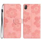 For Sony Xperia L3 Flower Embossing Pattern Leather Phone Case(Pink) - 1