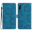 For Sony Xperia L4 Flower Embossing Pattern Leather Phone Case(Blue) - 1