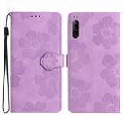 For Sony Xperia L4 Flower Embossing Pattern Leather Phone Case(Purple) - 1