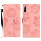 For Sony Xperia L4 Flower Embossing Pattern Leather Phone Case(Pink) - 1
