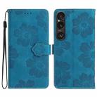 For Sony Xperia 1 VI Flower Embossing Pattern Leather Phone Case(Blue) - 1