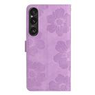 For Sony Xperia 1 VI Flower Embossing Pattern Leather Phone Case(Purple) - 3