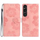 For Sony Xperia 1 VI Flower Embossing Pattern Leather Phone Case(Pink) - 1