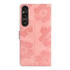 For Sony Xperia 1 VI Flower Embossing Pattern Leather Phone Case(Pink) - 3