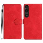 For Sony Xperia 1 VI Flower Embossing Pattern Leather Phone Case(Red) - 1