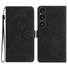 For Sony Xperia 1 VI Flower Embossing Pattern Leather Phone Case(Black) - 1