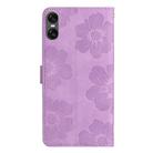 For Sony Xperia 10 VI Flower Embossing Pattern Leather Phone Case(Purple) - 3