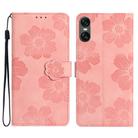 For Sony Xperia 10 VI Flower Embossing Pattern Leather Phone Case(Pink) - 1