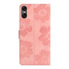 For Sony Xperia 10 VI Flower Embossing Pattern Leather Phone Case(Pink) - 3