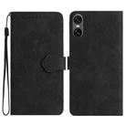 For Sony Xperia 10 VI Flower Embossing Pattern Leather Phone Case(Black) - 1