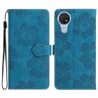 For Nokia 6.2 / 7.2 Flower Embossing Pattern Leather Phone Case(Blue) - 1