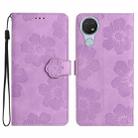 For Nokia 6.2 / 7.2 Flower Embossing Pattern Leather Phone Case(Purple) - 1
