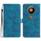 For Nokia 5.4 Flower Embossing Pattern Leather Phone Case(Blue) - 1