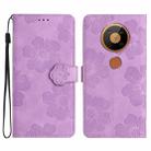 For Nokia 5.4 Flower Embossing Pattern Leather Phone Case(Purple) - 1