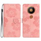 For Nokia 5.4 Flower Embossing Pattern Leather Phone Case(Pink) - 1