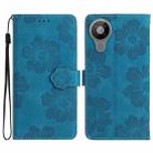 For Nokia 5.3 Flower Embossing Pattern Leather Phone Case(Blue) - 1