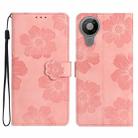 For Nokia 5.3 Flower Embossing Pattern Leather Phone Case(Pink) - 1