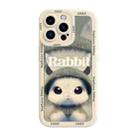 For iPhone 14 Liquid Silicone Oil Painting Rabbit Phone Case(Beige Green) - 1