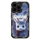 For iPhone 15 Pro Max Liquid Silicone Oil Painting Rabbit Phone Case(Black Blue Grey) - 1