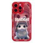 For iPhone 15 Pro Max Liquid Silicone Oil Painting Rabbit Phone Case(Red) - 1