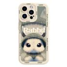 For iPhone 15 Pro Liquid Silicone Oil Painting Rabbit Phone Case(Beige Green) - 1