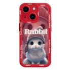 For iPhone 15 Plus Liquid Silicone Oil Painting Rabbit Phone Case(Red) - 1