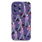 For iPhone 15 Pro Liquid Silicone Pedestrians Pattern Phone Case(Purple) - 1