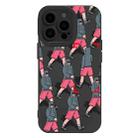 For iPhone 15 Pro Max Liquid Silicone Pedestrians Pattern Phone Case(Black) - 1