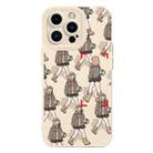 For iPhone 15 Pro Max Liquid Silicone Pedestrians Pattern Phone Case(Beige) - 1