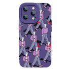 For iPhone 15 Pro Max Liquid Silicone Pedestrians Pattern Phone Case(Purple) - 1