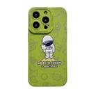 For iPhone 14 Plus Liquid Silicone Astronaut Pattern Phone Case(Green) - 1