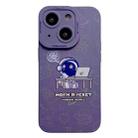 For iPhone 15 Liquid Silicone Astronaut Pattern Phone Case(Dark Purple) - 1