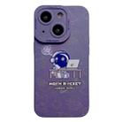 For iPhone 15 Plus Liquid Silicone Astronaut Pattern Phone Case(Dark Purple) - 1