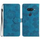 For LG K50 Flower Embossing Pattern Leather Phone Case(Blue) - 1
