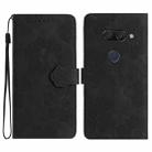 For LG K50 Flower Embossing Pattern Leather Phone Case(Black) - 1