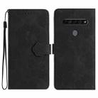 For LG K51S Flower Embossing Pattern Leather Phone Case(Black) - 1