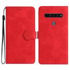 For LG K61 Flower Embossing Pattern Leather Phone Case(Red) - 1