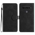 For LG K61 Flower Embossing Pattern Leather Phone Case(Black) - 1