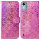 For Nokia C12 Colorful Magnetic Buckle Leather Phone Case(Pink) - 1