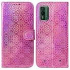For Nokia XR21 Colorful Magnetic Buckle Leather Phone Case(Pink) - 1