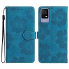 For TCL 405 / 406 / 408 Flower Embossing Pattern Leather Phone Case(Blue) - 1