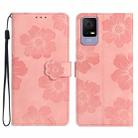 For TCL 405 / 406 / 408 Flower Embossing Pattern Leather Phone Case(Pink) - 1