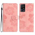 For TCL 40 SE Flower Embossing Pattern Leather Phone Case(Pink) - 1