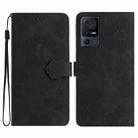 For TCL 40 SE Flower Embossing Pattern Leather Phone Case(Black) - 1