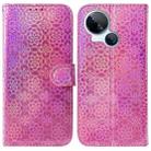 For Tecno Spark 10 5G Colorful Magnetic Buckle Leather Phone Case(Pink) - 1