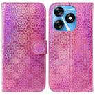 For Tecno Spark 10 / Spark 10C Colorful Magnetic Buckle Leather Phone Case(Pink) - 1