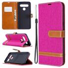 For LG K61 Denim Texture Horizontal Flip Leather Case with Holder & Card Slots & Wallet & Lanyard(Rose Red) - 1